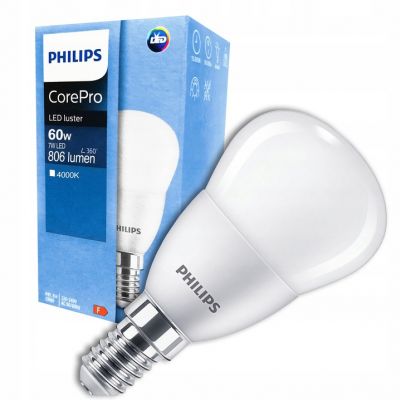 Żarówka LED Kulka 7W=60W 806lm / 4000K barwa neutralna lustre 7-60W E14 840 P48 FR PHILIPS (929002973302)