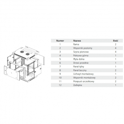 Szafa wisząca 19 cali 12U 600x450 CCSW-0604-12U C&C Partners (CCSW-0604-12U)