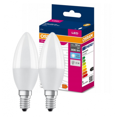 Żarówka LED /2szt./ Świeczka E14 7,5W=60W 806lm 4000K neutralna biel OSRAM (4058075479173)