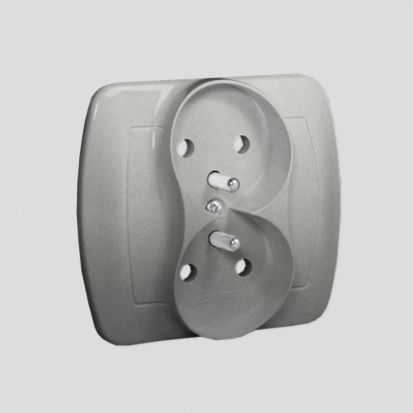 Simon Akord Gniazdo wtyczkowe z uziemieniem podwójne z przesłonami torów prądowych Σ16A 250V zaciski śrubowe aluminiowy AGZ2Z/26 - 1187622325.jpg