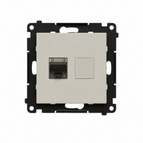 Simon 55 Gniazdo komputerowe pojedyncze RJ45 kat. 6 ekranowane z przesłoną przeciwkurzową kaszmirowy T61E.01/142 - 19483_t61e_01_142.png
