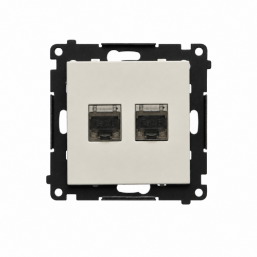 Simon 55 Gniazdo komputerowe podwójne RJ45 kat. 6 ekranowane z przesłoną przeciwkurzową kaszmirowy T62E.01/142 - 19485_t62e_01_142.png
