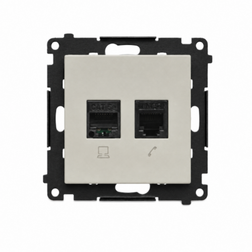 Simon 55 Gniazdo komputerowe RJ45 kat. 5e + telefoniczne RJ12 kaszmirowy T5F.01/142 - 19486_t5f_01_142.png
