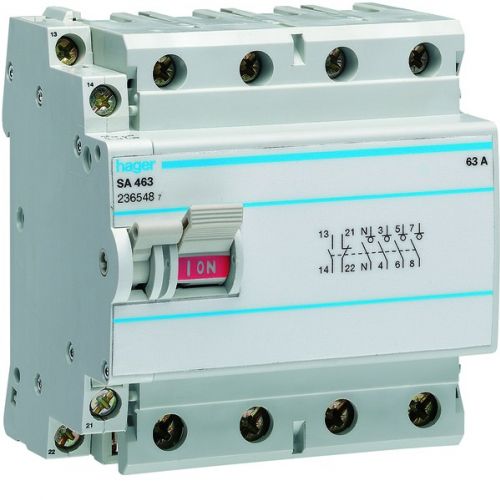HAGER Modułowy rozłącznik izolacyjny z możliwością wyzwalania 4P 63A 400VAC, wyposażony w styk pomocniczy SA463 - 1b8395d43cc8051e6b2cc7cee26407a8ffd95005.jpg