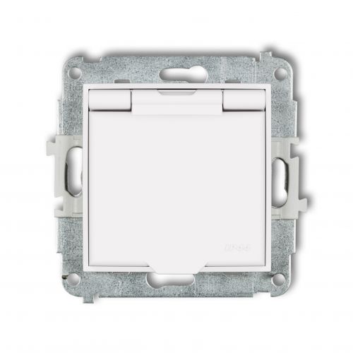 Karlik MINI gniazdo hermetyczne z uziemieniem klapka biały mat 25MGPB-1zp - 25mgpb-1zp.jpg