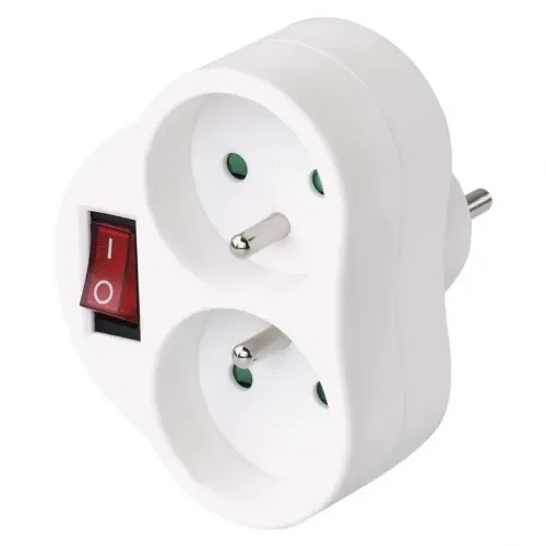 Rozgałęźnik podwójny z wyłącznikiem biały złodziejka EMOS - 3023385.webp