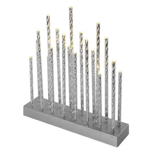 Świąteczny świecznik srebrny 19 LED 28 cm 3x AA ciepła biel IP20 timer EMOS - 3049204.webp