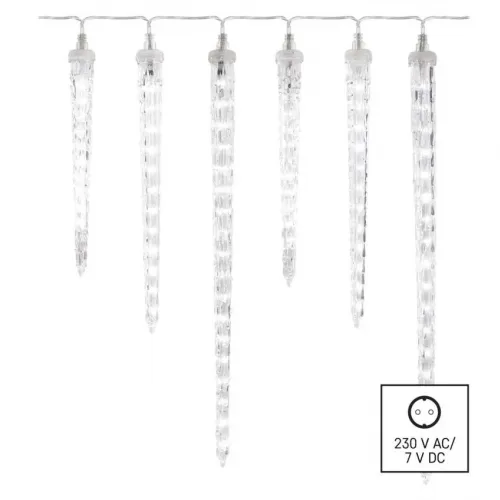 Lampki świąteczne 160 LED 6x sopel 25 do 40 cm 3,6 m zimna biel IP44 EMOS - 3051091.webp