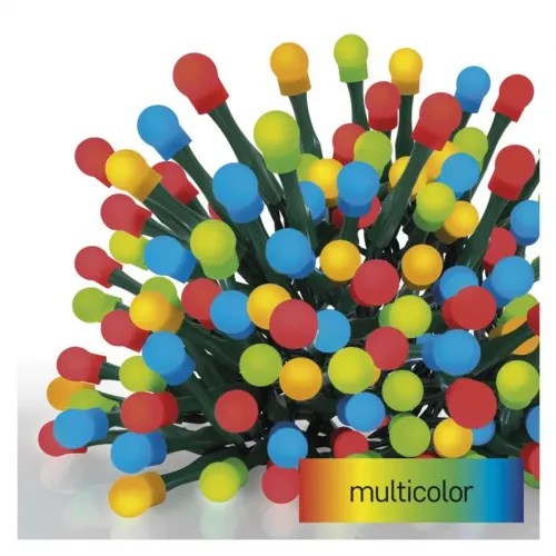 Lampki choinkowe 80 LED cherry 8m multikolor zielony przewód IP44 8 programów timer EMOS - 3054568.webp