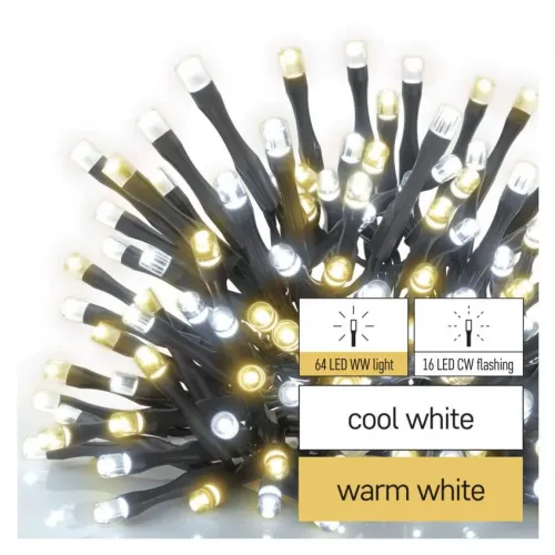 Lampki choinkowe Classic 80 LED 8m ciepła biel + zimna biel miga IP44 timer EMOS - 3093211.webp