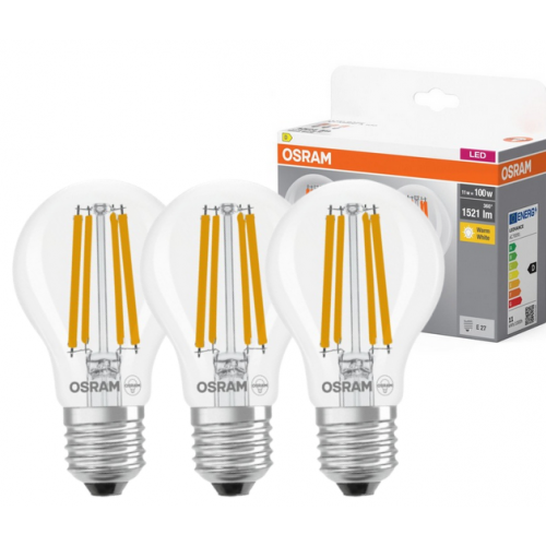 Żarówka LED /3szt./ E27 11W=100W 1521lm 2700K ciepła biel Filament OSRAM - 4058075592438.png