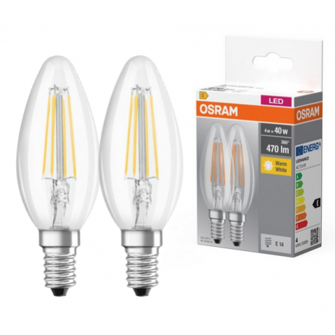 Żarówka LED x2 B35 Świeczka dwupak E14 4W=40W 470lm 2700K ciepła biel OSRAM - 4099854090226.png