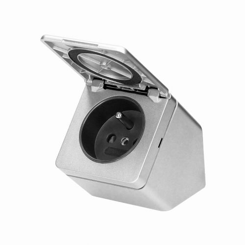 Gniazdo meblowe podszafkowe z klapką, IP44, 1x2P+Z, srebrne - 4c7040cfe8736e287b2a09c49b4d2a7a1794b726.jpg