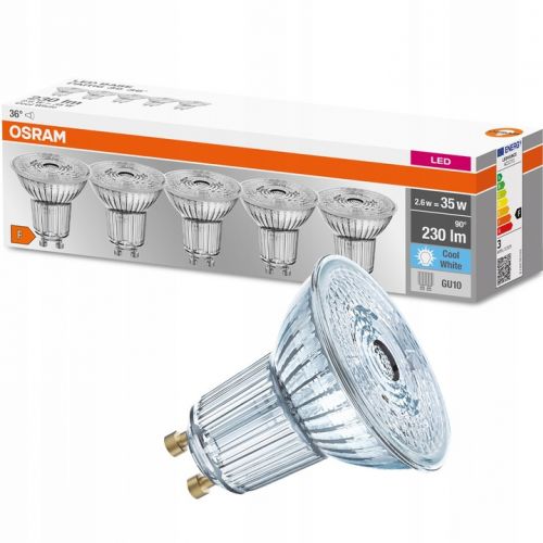 Żarówka LED /5szt./ Reflektor GU10 2,6W=35W 230lm neutralna biel 36st OSRAM - 5pak-zarowka-led-gu10-2-6w-35w-230lm-4000k-neutralna-36-osram-base.jpg