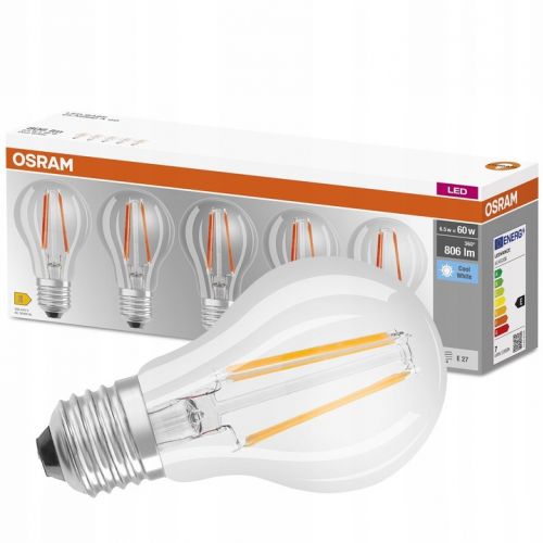 Żarówka LED /5szt./ E27 6,5W=60W 806lm 4000K filament neutralna biel OSRAM - 5szt-zarowka-led-osram-e27-a60-6-5w-60w-806lm-4000k-neutralna-filament.jpg