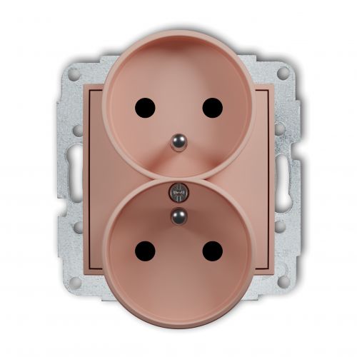 ICON Mechanizm gniazda podwójnego do ramki z uziemieniem 2x(2P+Z) (przesłony torów prądowych) łososi - 62igpr-2zp.jpg