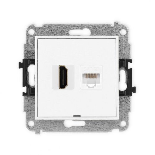 KARLIK ICON Gniazdo pojedyncze HDMI 2.0, 4K + gniazda komp. poj. 1xRJ45, kat. 5e, 8-stykowy, bez pola opisowego biały mat 25IGHKBO - 76037dded62290466246c41480e62a1da8a08618.jpg