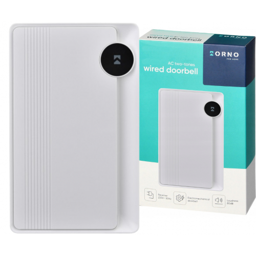 Dzwonek do drzwi przewodowy  230V 2-tonowy DING-DONG biały 80dB ORNO - dzwonek_bialy.png