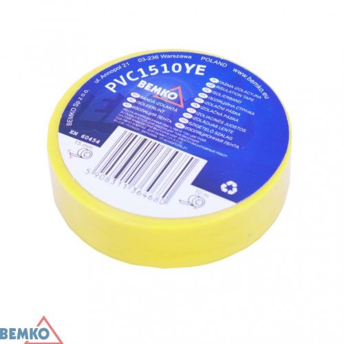 TAŚMA IZOLACYJNA 15x10m ŻÓŁTA/YELLOW E30-PVC1510YE BEMKO - e30_pvc1510ye_1_bemko.jpg
