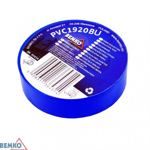 BEMKO TAŚMA IZOLACYJNA 19x20m NIEBIESKA/BLUE E30-PVC1920BU - e30_pvc1920bu_1_bemko.jpg