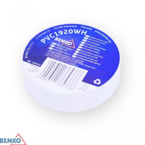 BEMKO TAŚMA IZOLACYJNA 19x20m BIAŁA/WHITE E30-PVC1920WH - e30_pvc1920wh_1_bemko.jpg
