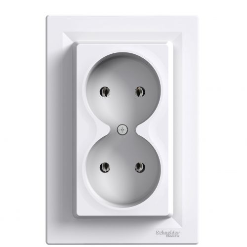 Asfora gniazdo podwójne bez uziemienia (monoblok) biały EPH9700221 SCHNEIDER - eph9700221.jpg