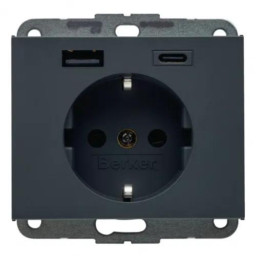 Berker K.1 Gniazdo SCHUKO z ładowarką USB A+C 20W PD, antracyt mat HAGER - gniazdo-z-ladowarka-usb-ac-pd-20w-berker-k.1-antracyt-1763729677.webp