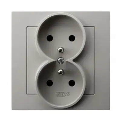 AS Gniazdo podwójne z uziemieniem komplet kaszmir GP-2GZ/82 OSPEL - gp-2gz-82.jpg.webp