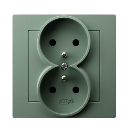 AS Gniazdo podwójne z uziemieniem z ramką zielony mat GP-2GZ/84 OSPEL - gp-2gz-84.jpg