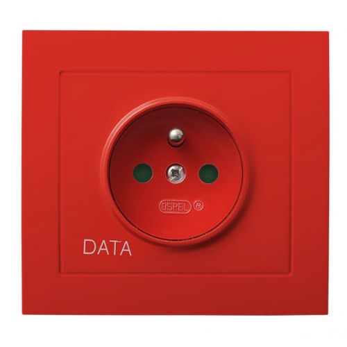 KIER Gniazdo pojedyncze z uziemieniem DATA z przesłonami torów prądowych kolor czerwony GP-1WZDP/22 OSPEL - gp_1wzdp_22.jpg
