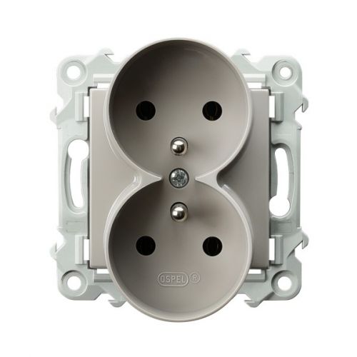 SZAFIR Gniazdo podwójne z uziemieniem kaszmirowy beż GP-2ZRZ/m/83 OSPEL - gp_2zrz_m_83.jpg