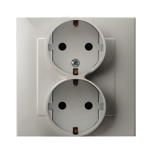 SZAFIR Gniazdo podwójne z uziemieniem schuko kolor kaszmirowy beż GP-2ZS/83 OSPEL - gp_2zs_83.jpg