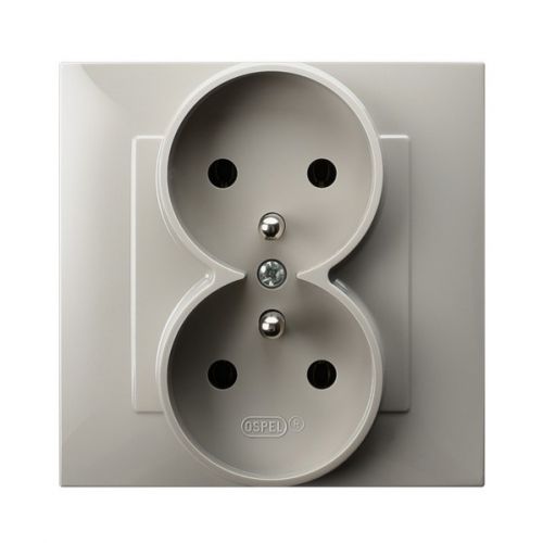 SZAFIR Gniazdo podwójne z uziemieniem kompletne z ramką kolor kaszmirowy beż GP-2ZZ/83 OSPEL - gp_2zz_83.jpg
