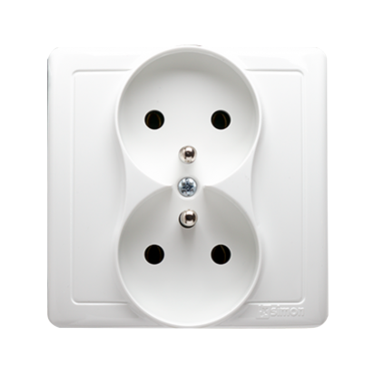 Simon Basic Gniazdo wtyczkowe z uziemieniem podwójne monoblok 16A 250V zaciski śrubowe biały *Kompletne - nie do ramek BMGZ2/11 KONTAKT - img_1753.png