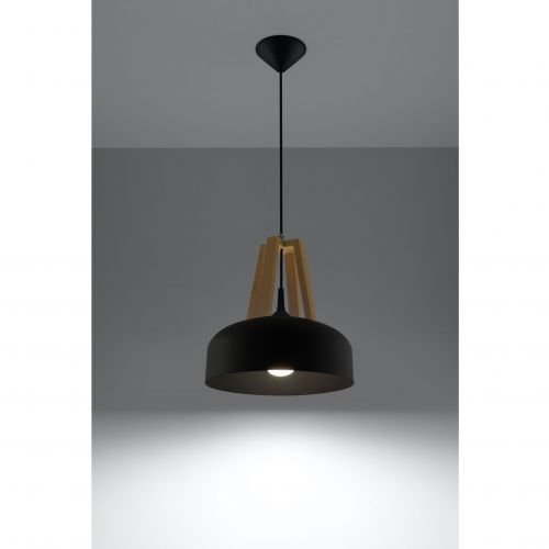 Sollux Lampa wisząca Casco czarna/naturalne drewno SL.0390 - lampa_wiszaca_casco_czarna_1.jpg