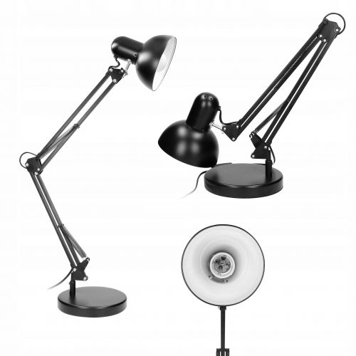 Lampka biurkowa kreślarska DEON 60W E27 wysoka stal czarna VIRONE - lampka-kreslarska-biurkowa-szkolna-wysoka-stabilna.jpg