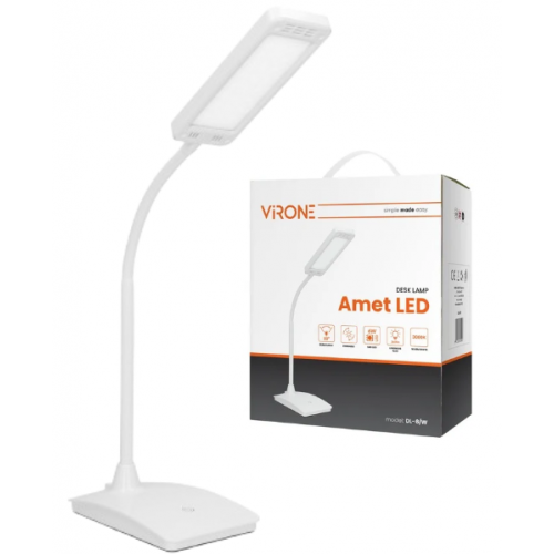 Lampka biurkowa LED AMET DIM szkolna nocna funkcja ściemniania 6W biała VIRONE - lampka_amet.png