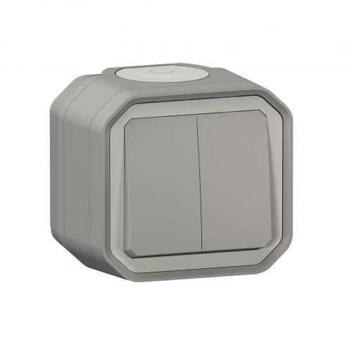PLEXO Łącznik podwójny/przycisk zwierny podwójny natynkowy szary IP55 069715L - lg-069715l-web-r.jpg