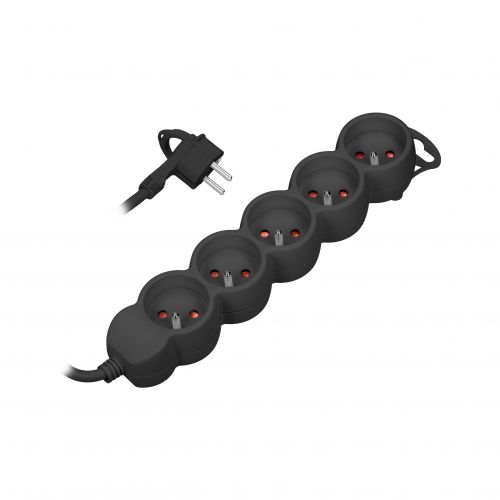 Przedłużacz 5-krotny 2P+Z, 3m H05VV-F 3x1,5mm2, Imax=16A, płaska wtyczka, czarny - 5908254829918 - m/17723927/5908254829918.jpg