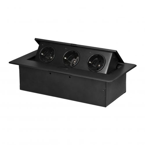 Gniazdo meblowe wpuszczane w blat z płaskim frezowanym rantem, 3x2P+Z (Schuko), czarne - 5908254829123 - m/18453811/5908254829123.jpg