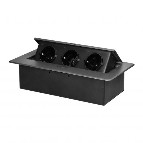 Gniazdo meblowe wpuszczane w blat z płaskim frezowanym rantem, 3x2P+Z (Schuko), grafitowe - 5908254841057 - m/18453814/5908254841057.jpg