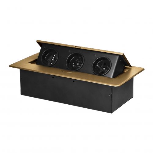 Gniazdo meblowe wpuszczane w blat z płaskim frezowanym rantem, 3x2P+Z, złote - 5908254841088 - m/18453816/5908254841088.jpg