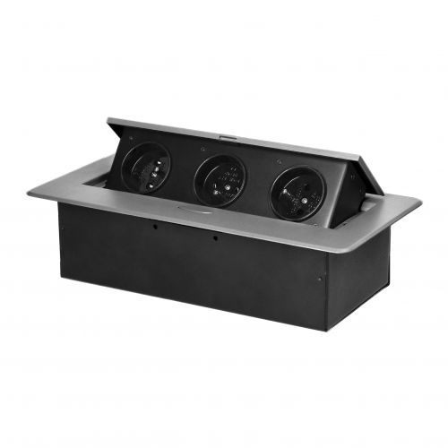 Gniazdo meblowe wpuszczane w blat z płaskim frezowanym rantem, 3x2P+Z, srebrne - 5908254841095 - m/18453817/5908254841095.jpg