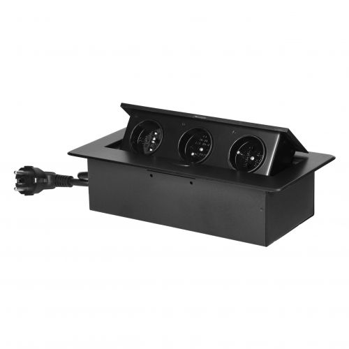 Gniazdo meblowe wpuszczane w blat z płaskim frezowanym rantem i przewodem 1,5m, 3x2P+Z, czarne - ORGM9033B_5908254841132_2D_0001_large - m/18453824/orgm9033b-5908254841132-2d-0001-large.jpg