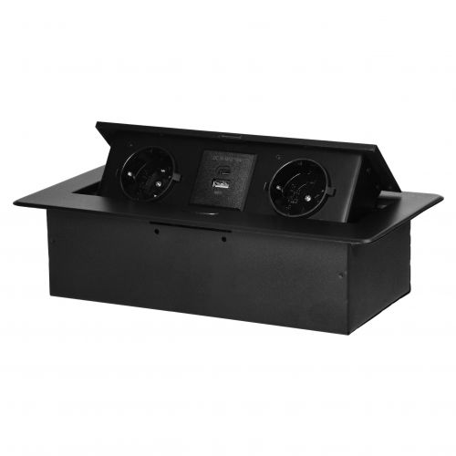 Gniazdo meblowe wpuszczane w blat z płaskim frezowanym rantem i ładowarką USB, 2x2P+Z (Schuko),2x US - ORGM9034GSB_5908254829093_2D_0001_large - m/18453829/orgm9034gsb-5908254829093-2d-0001-large.jpg