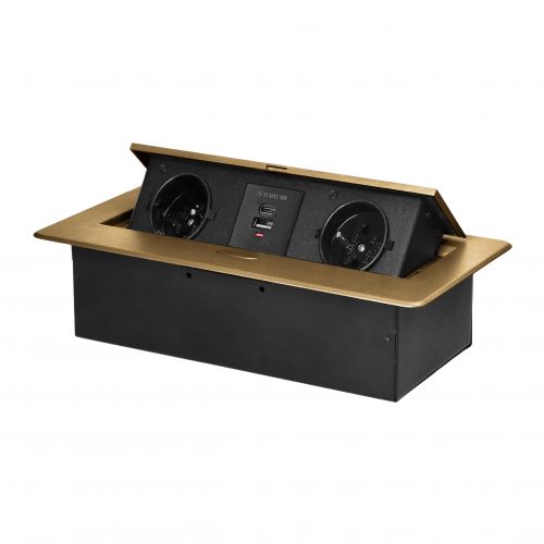 Gniazdo meblowe wpuszczane w blat z płaskim frezowanym rantem i ładowarką USB, 2x2P+Z, 2xUSB (typ A+ - 5908254840944 - m/18453834/5908254840944.jpg
