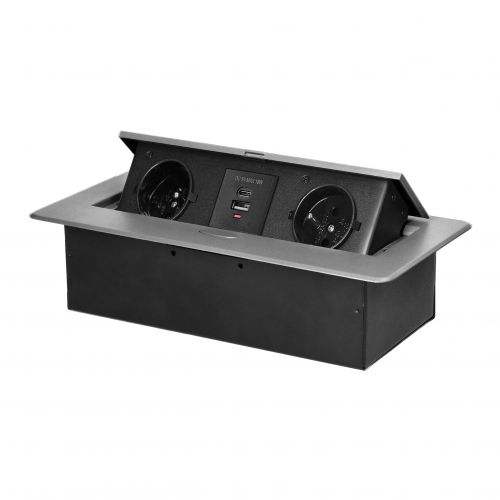 Gniazdo meblowe wpuszczane w blat z płaskim frezowanym rantem i ładowarką USB, 2x2P+Z, 2xUSB (typ A+ - 5908254840951 - m/18453835/5908254840951.jpg