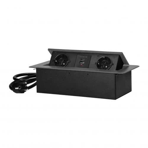 Gniazdo meblowe wpuszczane w blat z płaskim frezowanym rantem, ładowarką USB i przewodem 1,5m, 2x2P+ - 5908254840982 - m/18453840/5908254840982.jpg