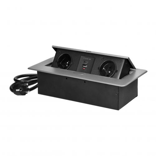 Gniazda meblowe wpuszczane w blat z płaskim frezowanym rantem, ładowarką USB i przewodem 1,5m, 2x2P+ - 5908254841019 - m/18453844/5908254841019.jpg