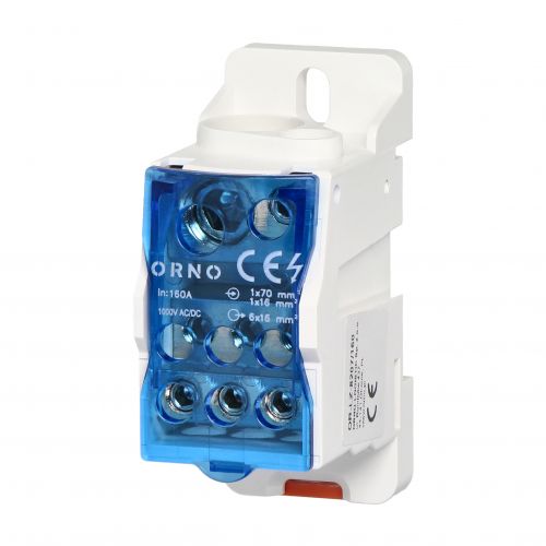 Blok rozdzielczy 160A, zacisk wejściowy 1x16 i 1x70mm2, zaciski wyjściowe 6x16mm2,wygodne mocowanie - ORLZ8207160_5908254828904_2D_0001_large - m/18454106/orlz8207160-5908254828904-2d-0001-large.jpg